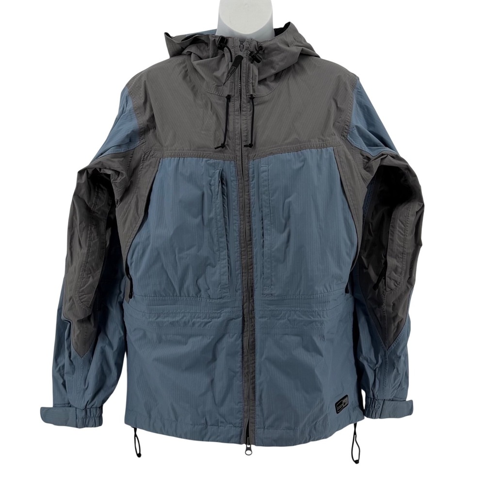 REI Hooded Windbreaker Jacket Womens Medium Blue Gray Gorpcore Ripstop Full Zip